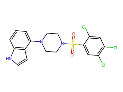4-[4-(2,4,5-trichlorophenyl)sulfonylpiperazin-1-yl]-1H-indole structure