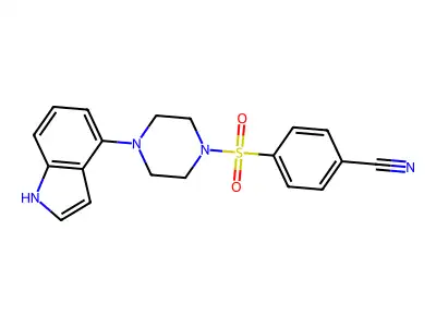 4-[4-(1H-indol-4-yl)piperazin-1-yl]sulfonylbenzonitrile structure