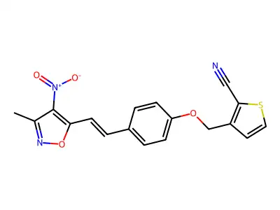 3-[[4-[2-(3-Methyl-4-nitro-5-isoxazolyl)ethenyl]phenoxy]methyl]-2-thiophenecarbonitrile structure