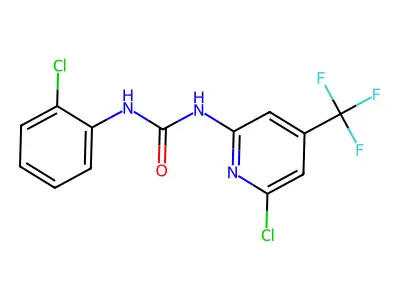 N-(2-chlorophenyl)-N'-[6-chloro-4-(trifluoromethyl)-2-pyridyl]urea structure