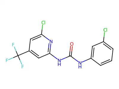 N-(3-chlorophenyl)-N'-[6-chloro-4-(trifluoromethyl)-2-pyridyl]urea structure