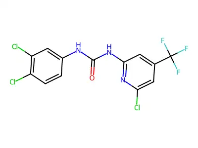N-[6-chloro-4-(trifluoromethyl)-2-pyridyl]-N'-(3,4-dichlorophenyl)urea structure