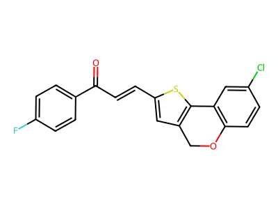 3-(8-chloro-4H-thieno[3,2-c]chromen-2-yl)-1-(4-fluorophenyl)prop-2-en-1-one structure