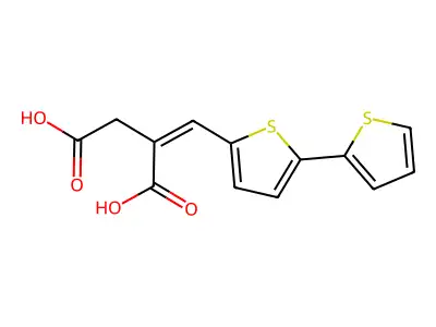 (2Z)-2-[(5-thiophen-2-ylthiophen-2-yl)methylidene]butanedioic acid structure