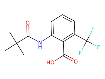 2-(2,2-Dimethylpropanoylamino)-6-(trifluoromethyl)benzoic acid structure