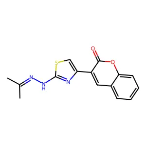 3-{2-[2-(propan-2-ylidene)hydrazinyl]-1,3-thiazol-4-yl}-2H-chromen-2-one structure