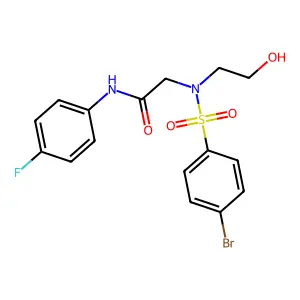2-(((4-Bromophenyl)sulfonyl)(2-hydroxyethyl)amino)-N-(4-fluorophenyl)acetamide structure