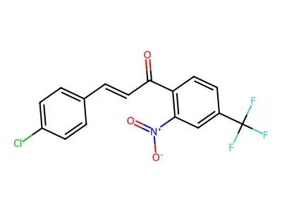 3-(4-chlorophenyl)-1-[2-nitro-4-(trifluoromethyl)phenyl]prop-2-en-1-one structure