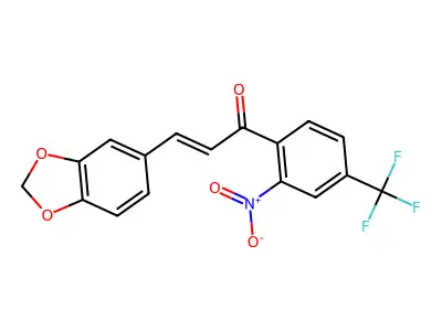 3-(1,3-Benzodioxol-5-yl)-1-[2-nitro-4-(trifluoromethyl)phenyl]prop-2-en-1-one structure
