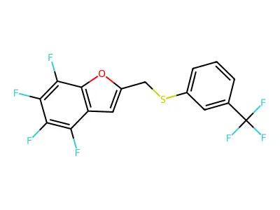 4,5,6,7-Tetrafluoro-2-({[3-(trifluoromethyl)phenyl]thio}methyl)benzo[b]furan structure