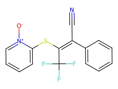 2-{[2-Cyano-2-phenyl-1-(trifluoromethyl)vinyl]thio}pyridinium-1-olate structure