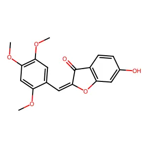 (2Z)-6-hydroxy-2-(2,4,5-trimethoxybenzylidene)-1-benzofuran-3(2H)-one structure