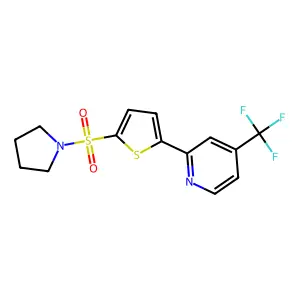 Thiophene, 2-(4-trifluoromethyl-2-pyridyl)-5-(1-pyrrolidinylsulfonyl)- structure