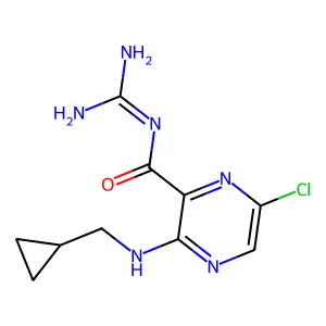 N-Amidino-6-chloro-3-((cyclopropylmethyl)amino)pyrazinecarboxamide structure