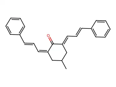 Cyclohexanone, 4-methyl-2,6-bis(3-phenyl-2-propenylidene)- structure