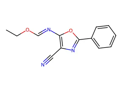 ethyl N-(4-cyano-2-phenyl-1,3-oxazol-5-yl)methanimidate structure