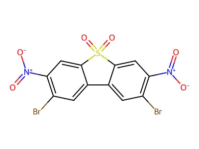Dibenzothiophene, 2,8-dibromo-3,7-dinitro-, 5,5-dioxide structure