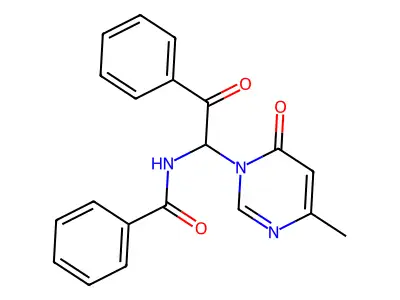 N-[1-(4-methyl-6-oxo-1-pyrimidinyl)-2-oxo-2-phenylethyl]benzamide structure