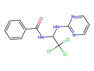 N-(2,2,2-trichloro-1-(pyrimidin-2-ylamino)ethyl)benzamide structure