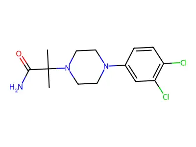 2-[4-(3,4-Dichlorophenyl)piperazino]-2-methylpropanamide structure