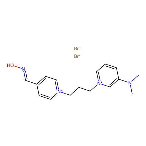 3-(Dimethylamino)-4'-formyl-1,1'-(oxydimethylene)dipyridinium dichloride oxime structure