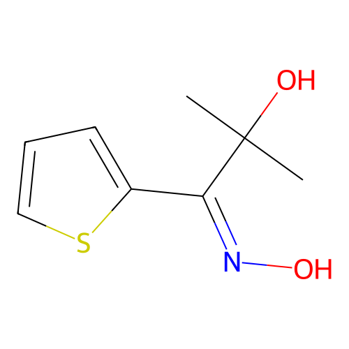 2-Hydroxy-2-methyl-1-(2-thienyl)-1-propanone oxime structure