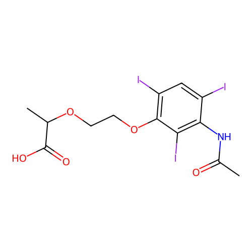 Propionic acid, 2-(2-(3-acetamido-2,4,6-triiodophenoxy)ethoxy)- structure