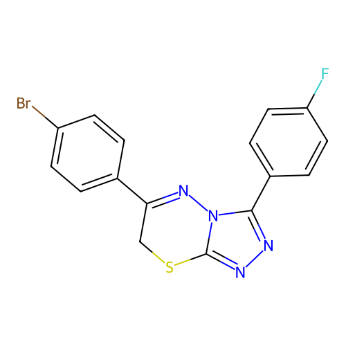 6-(4-bromophenyl)-3-(4-fluorophenyl)-7H-[1,2,4]triazolo[3,4-b][1,3,4]thiadiazine structure