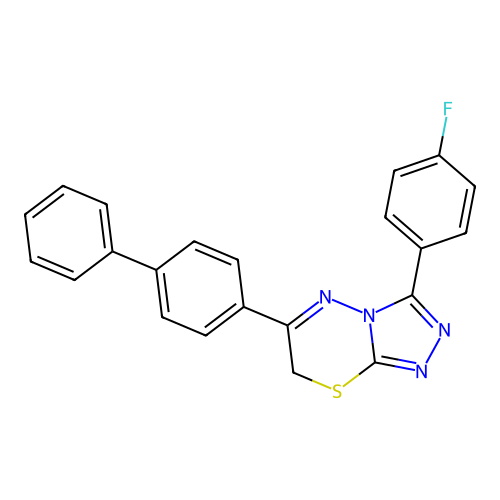 6-(biphenyl-4-yl)-3-(4-fluorophenyl)-7H-[1,2,4]triazolo[3,4-b][1,3,4]thiadiazine structure