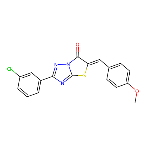 (Z)-2-(3-chlorophenyl)-5-(4-methoxybenzylidene)thiazolo[3,2-b][1,2,4]triazol-6(5H)-one structure