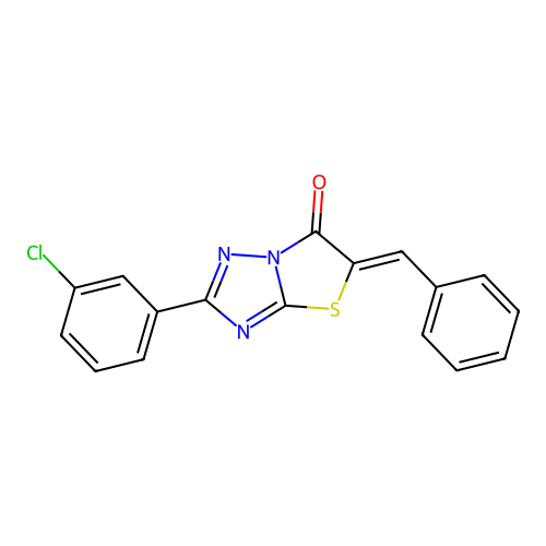 (Z)-5-benzylidene-2-(3-chlorophenyl)thiazolo[3,2-b][1,2,4]triazol-6(5H)-one structure