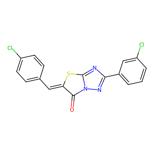 (5Z)-5-(4-chlorobenzylidene)-2-(3-chlorophenyl)[1,3]thiazolo[3,2-b][1,2,4]triazol-6(5H)-one structure