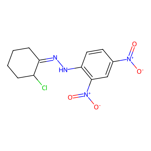 N-[(2-chlorocyclohexylidene)amino]-2,4-dinitroaniline structure