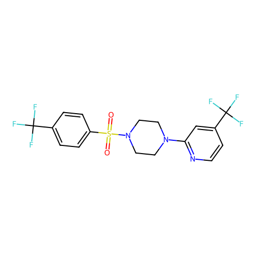 1-[4-(trifluoromethyl)phenyl]sulfonyl-4-[4-(trifluoromethyl)pyridin-2-yl]piperazine structure