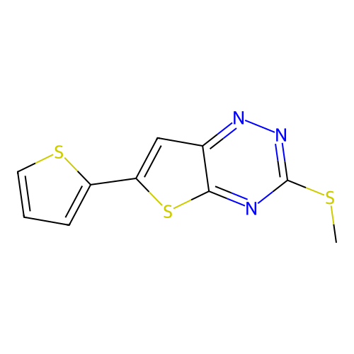 3-Methylsulfanyl-6-thiophen-2-ylthieno[2,3-e][1,2,4]triazine structure