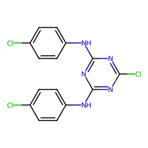 6-chloro-N,N'-bis(4-chlorophenyl)-1,3,5-triazine-2,4-diamine structure