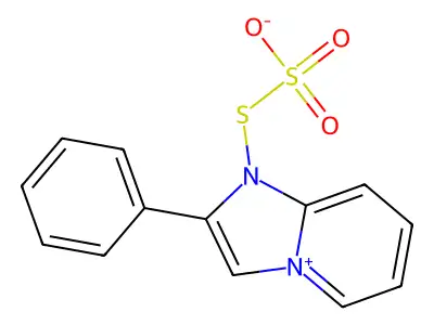 2-Phenyl-1-sulfonatosulfanylimidazo[1,2-a]pyridin-4-ium structure