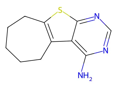 6,7,8,9-tetrahydro-5H-cyclohepta[4,5]thieno[2,3-d]pyrimidin-4-amine structure