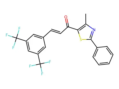 3-[3,5-bis(trifluoromethyl)phenyl]-1-(4-methyl-2-phenyl-1,3-thiazol-5-yl)prop-2-en-1-one structure