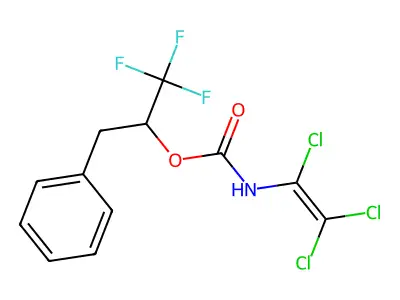 1-benzyl-2,2,2-trifluoroethyl N-(1,2,2-trichlorovinyl)carbamate structure