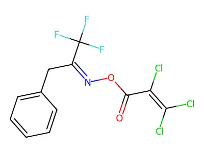 1-(3,3,3-Trifluoro-2-{[(2,3,3-trichloroallanoyl)oxy]imino}propyl)benzene structure