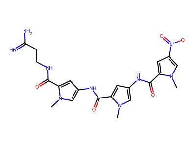 N-(3-amino-3-imino-propyl)-1-methyl-4-[[1-methyl-4-[(1-methyl-4-nitro-pyrrole-2-carbonyl)amino]pyrrole-2-carbonyl]amino]pyrrole-2-carboxamide structure