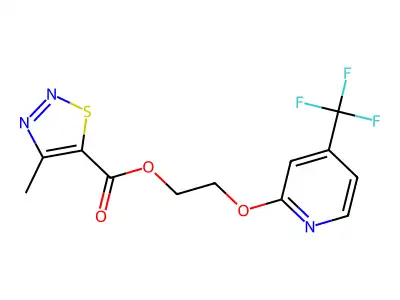 2-{[4-(trifluoromethyl)-2-pyridyl]oxy}ethyl 4-methyl-1,2,3-thiadiazole-5-carboxylate structure