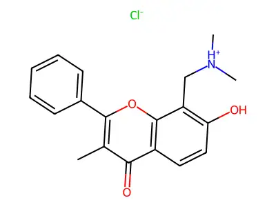 Flavone, 8-(dimethylaminomethyl)-7-hydroxy-3-methyl-, hydrochloride structure