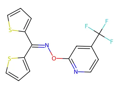 1,1-dithiophen-2-yl-N-[[4-(trifluoromethyl)-2-pyridinyl]oxy]methanimine structure