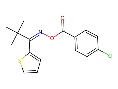 2,2-Dimethyl-1-(2-thienyl)-1-propanone O-(4-chlorobenzoyl)oxime structure