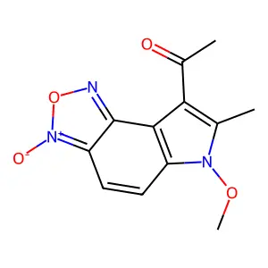 8-Acetyl-6-methoxy-7-methyl-6H-[1,2,5]oxadiazolo[3,4-e]indole 3-oxide structure
