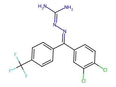 2-[(3,4-Dichlorophenyl)[4-(trifluoromethyl)phenyl]methylene]hydrazinecarboximidamide structure