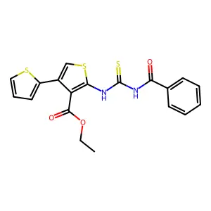 Ethyl 2-(benzoylcarbamothioylamino)-4-thiophen-2-ylthiophene-3-carboxylate structure