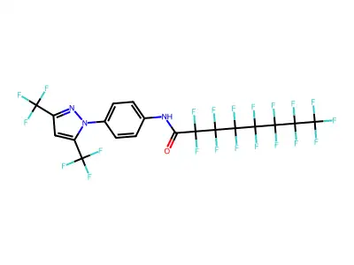 N1-{4-[3,5-di(trifluoromethyl)-1H-pyrazol-1-yl]phenyl}-2,2,3,3,4,4,5,5,6,6,7,7,8,8,8-pentadecafluorooctanamide structure